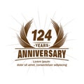 124 years anniversary. Elegant anniversary design. 124th years logo.