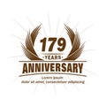 179 years anniversary. Elegant anniversary design. 179th years logo. Royalty Free Stock Photo