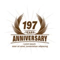 197 years anniversary. Elegant anniversary design. 197th years logo. Royalty Free Stock Photo