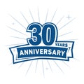 30 years celebrating anniversary design template. 30th anniversary logo. Vector and illustration. Royalty Free Stock Photo