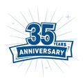 35 years celebrating anniversary design template. 35th anniversary logo. Vector and illustration. Royalty Free Stock Photo