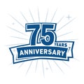 75 years celebrating anniversary design template. 75th anniversary logo. Vector and illustration. Royalty Free Stock Photo