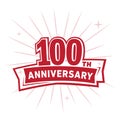 100 years celebrating anniversary design template. 100th anniversary logo. Vector and illustration. Royalty Free Stock Photo