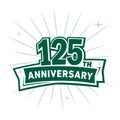 125 years celebrating anniversary design template. 125th anniversary logo. Vector and illustration. Royalty Free Stock Photo