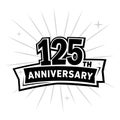 125 years celebrating anniversary design template. 125th anniversary logo. Vector and illustration. Royalty Free Stock Photo