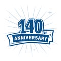 140 years celebrating anniversary design template. 140th anniversary logo. Vector and illustration. Royalty Free Stock Photo