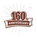 160 years celebrating anniversary design template. 160th anniversary logo. Vector and illustration. Royalty Free Stock Photo