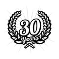 30 years anniversary celebration design template. 30th anniversary logo. Royalty Free Stock Photo