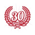 30 years anniversary celebration design template. 30th anniversary logo. Royalty Free Stock Photo