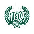 160 years anniversary celebration design template. 160th anniversary logo. Royalty Free Stock Photo