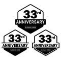 33 years anniversary celebration logotype. 33rd anniversary logo collection