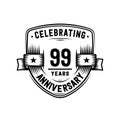 99 years anniversary celebration shield design template. 99th anniversary logo. Vector and illustration. Royalty Free Stock Photo