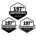 197 years anniversary celebration logotype. 197th anniversary logo collection Royalty Free Stock Photo