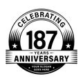 187 years anniversary celebration design template. 187th logo vector illustrations. Royalty Free Stock Photo