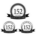 152 years anniversary celebration logotype. 152nd anniversary logo collection. Set of anniversary design template. Royalty Free Stock Photo
