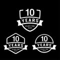 10 years anniversary celebration logotype. 10th anniversary logo collection. Vector illustration. Royalty Free Stock Photo