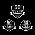 50 years anniversary celebration logotype. 50th anniversary logo collection. Vector illustration. Royalty Free Stock Photo