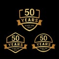 50 years anniversary celebration logotype. 50th anniversary logo collection. Vector illustration. Royalty Free Stock Photo