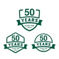 50 years anniversary celebration logotype. 50th anniversary logo collection. Vector illustration. Royalty Free Stock Photo