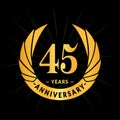 45 years anniversary design template. Elegant anniversary logo design. Forty-five years logo.