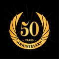 50 years anniversary design template. Elegant anniversary logo design. Fifty years logo.