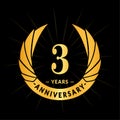 3 years anniversary design template. Elegant anniversary logo design. Three years logo. Royalty Free Stock Photo