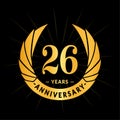 26 years anniversary design template. Elegant anniversary logo design. Twenty-six years logo.