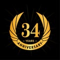 34 years anniversary design template. Elegant anniversary logo design. Thirty-four years logo.