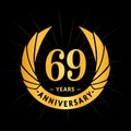 69 years anniversary design template. Elegant anniversary logo design. Sixty-nine years logo.