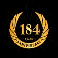 184 years anniversary design template. Elegant anniversary logo design. 184 years logo. Royalty Free Stock Photo