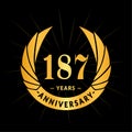 187 years anniversary design template. Elegant anniversary logo design. 187 years logo. Royalty Free Stock Photo