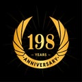 198 years anniversary design template. Elegant anniversary logo design. 198 years logo. Royalty Free Stock Photo