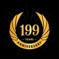 199 years anniversary design template. Elegant anniversary logo design. 199 years logo.