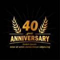 40th anniversary design template. 40th years vector and illustration. Royalty Free Stock Photo