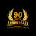 90 years anniversary. Elegant anniversary design. 90th years logo.