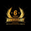 6 years anniversary. Elegant anniversary design. 6th years logo. Royalty Free Stock Photo