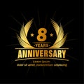 8 years anniversary. Elegant anniversary design. 8th years logo.