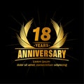 18 years anniversary. Elegant anniversary design. 18th years logo.
