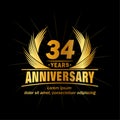 34 years anniversary. Elegant anniversary design. 34th years logo. Royalty Free Stock Photo