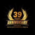 39 years anniversary. Elegant anniversary design. 39th years logo.