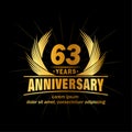 63 years anniversary. Elegant anniversary design. 63rd years logo. Royalty Free Stock Photo