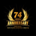 74 years anniversary. Elegant anniversary design. 74th years logo.