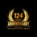 124 years anniversary. Elegant anniversary design. 124th years logo.