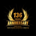 136 years anniversary. Elegant anniversary design. 136th years logo.
