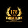 178 years anniversary. Elegant anniversary design. 178th years logo. Royalty Free Stock Photo