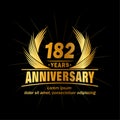 182 years anniversary. Elegant anniversary design. 182nd years logo. Royalty Free Stock Photo