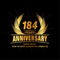 184 years anniversary. Elegant anniversary design. 184th years logo. Royalty Free Stock Photo