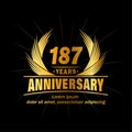 187 years anniversary. Elegant anniversary design. 187th years logo. Royalty Free Stock Photo
