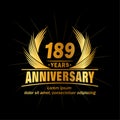 189 years anniversary. Elegant anniversary design. 189th years logo. Royalty Free Stock Photo