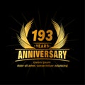 193 years anniversary. Elegant anniversary design. 193rd years logo. Royalty Free Stock Photo